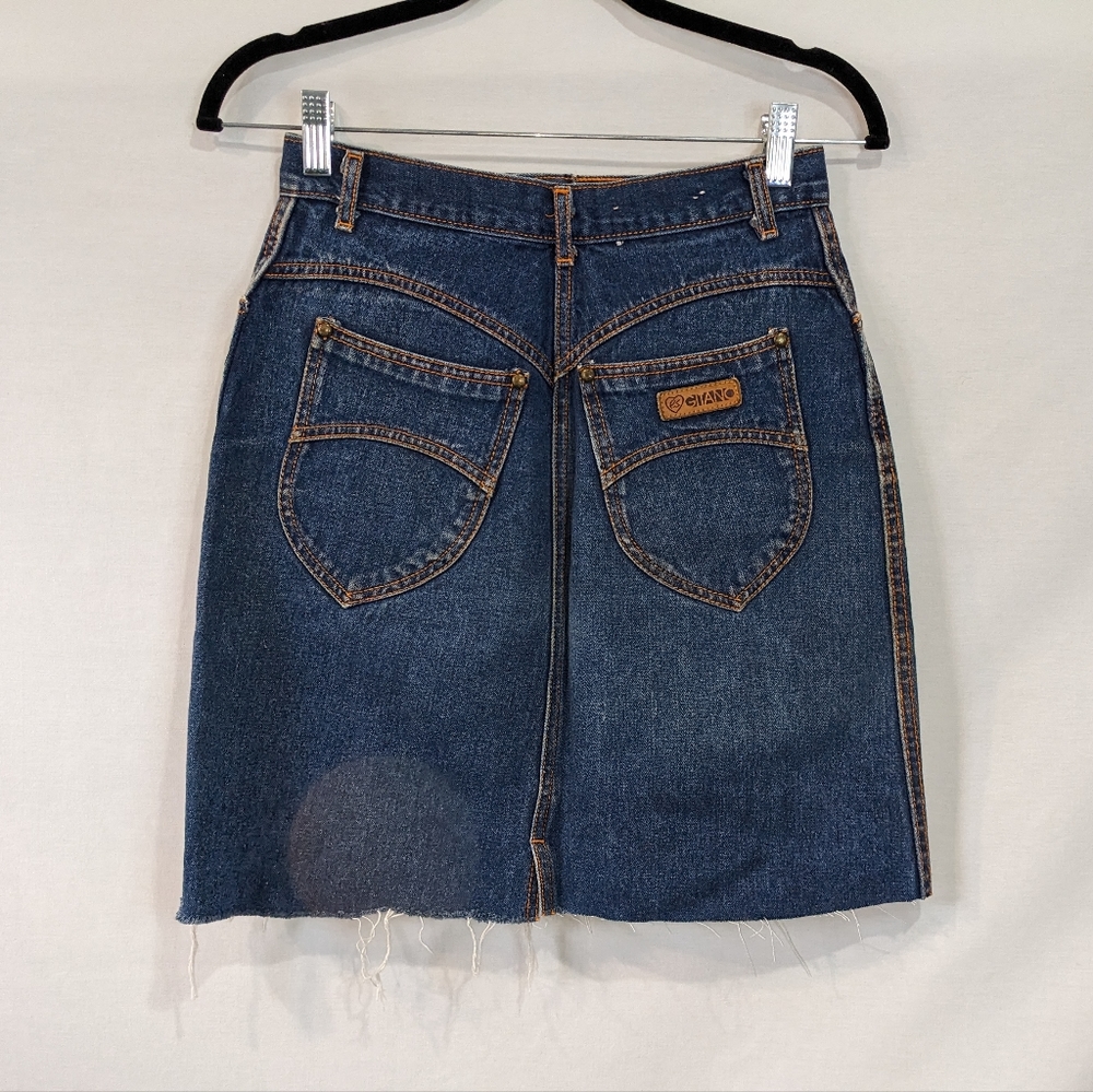 Vintage Giano High Rise 100% Cotton Cut Off Denim Skirt Size 6 - Picture 4 of 11